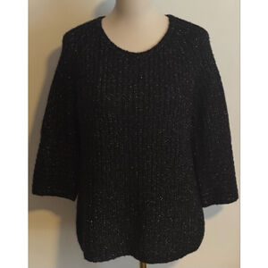 Women's F&F Black Silver Sparkle Crew Neck Sweater Size 6